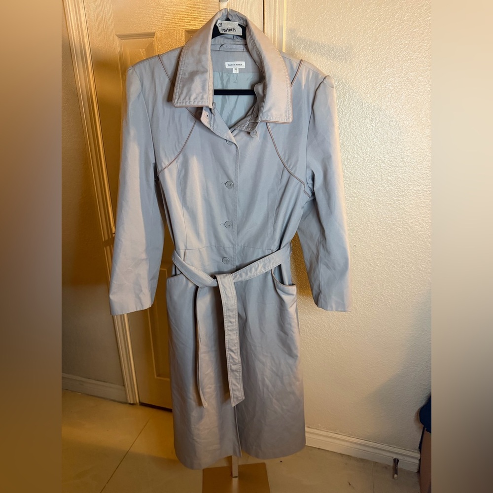 Vintage Partners Gray Belted Trench Coat Size 18